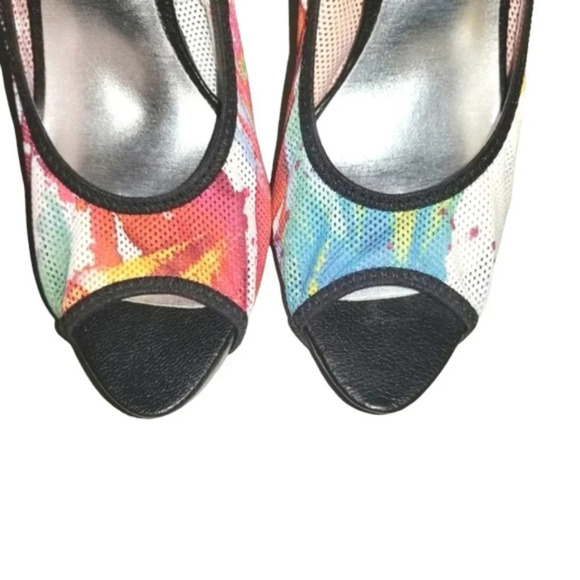 Report Signature 6.5 'Toluca' Y2K Colorful Paint Splatter Mesh Peep-Toe Pump - Picture 5 of 15